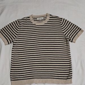 Lucky Brand Black and Cream Knit Top